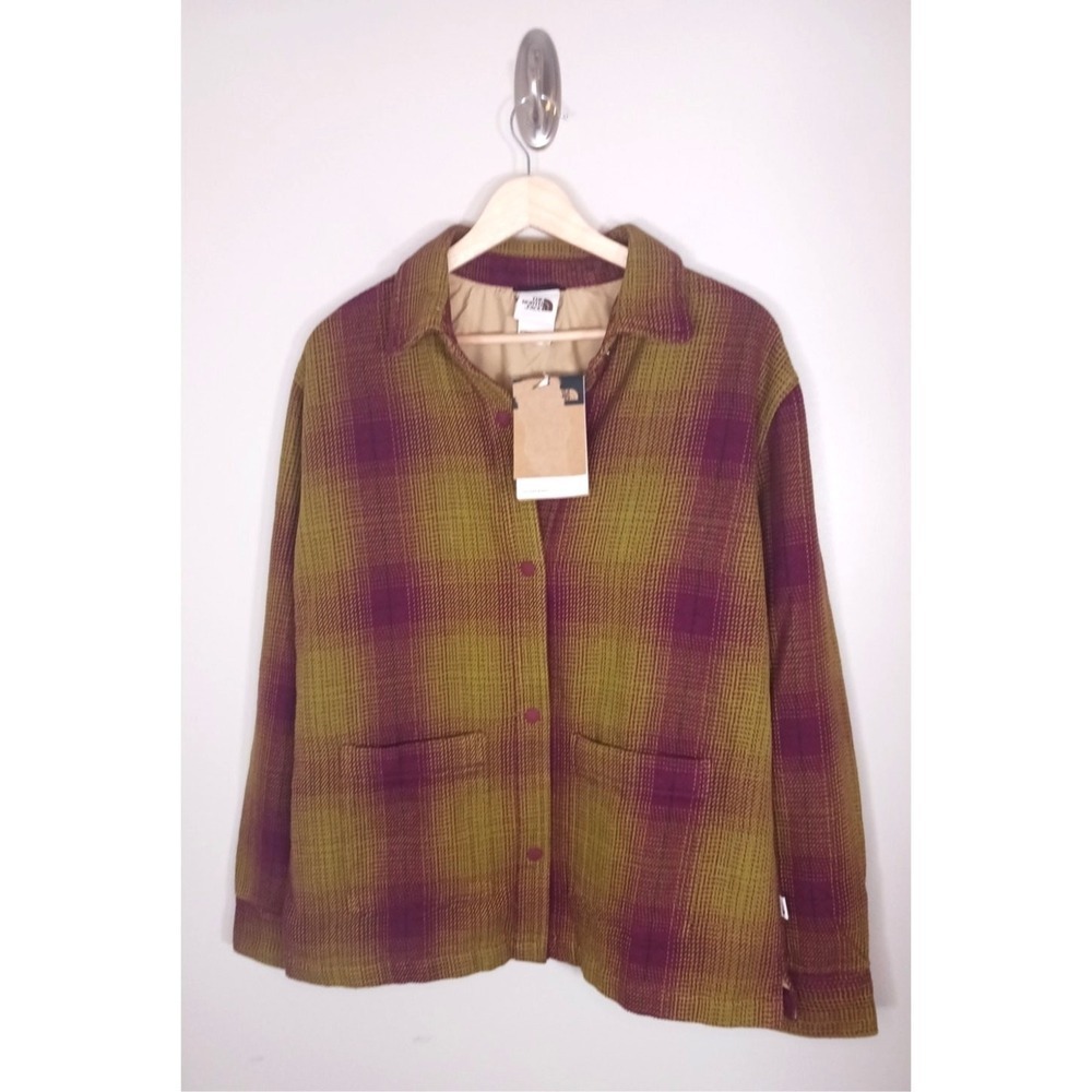 North Face Twill Utility Shacket Women's Small Plaid Barn Chore Jacket Lined NWT